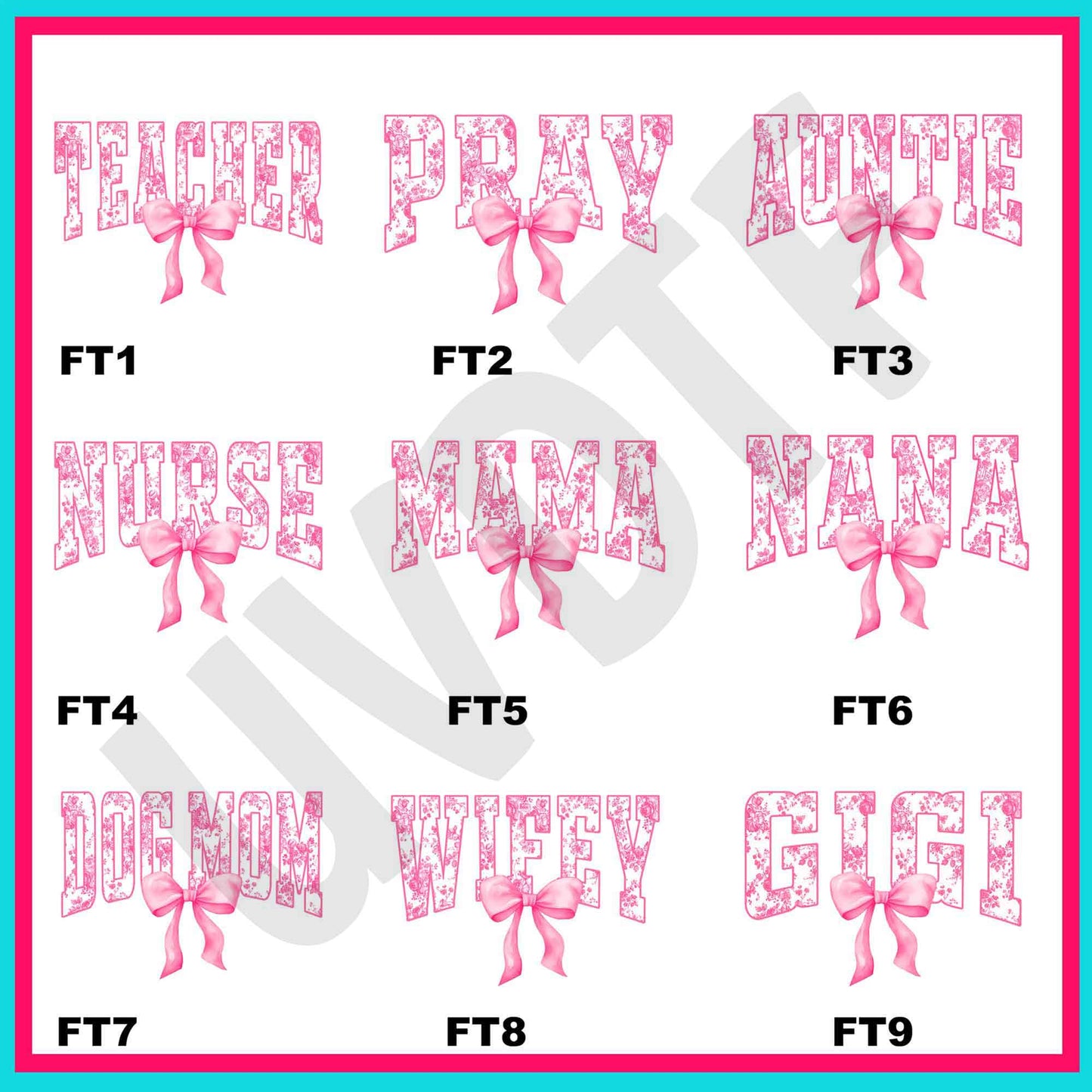 UVDTF French Toile Pink Decals