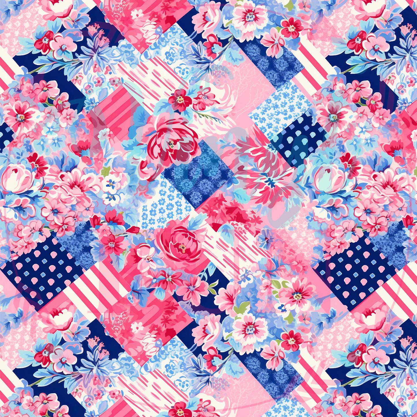 Pink, White, & Blue Pattern-A13
