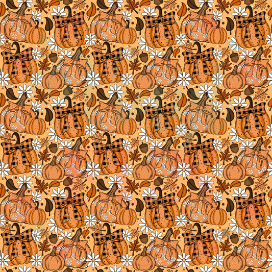 Pumpkins With Plaid Bows Pattern