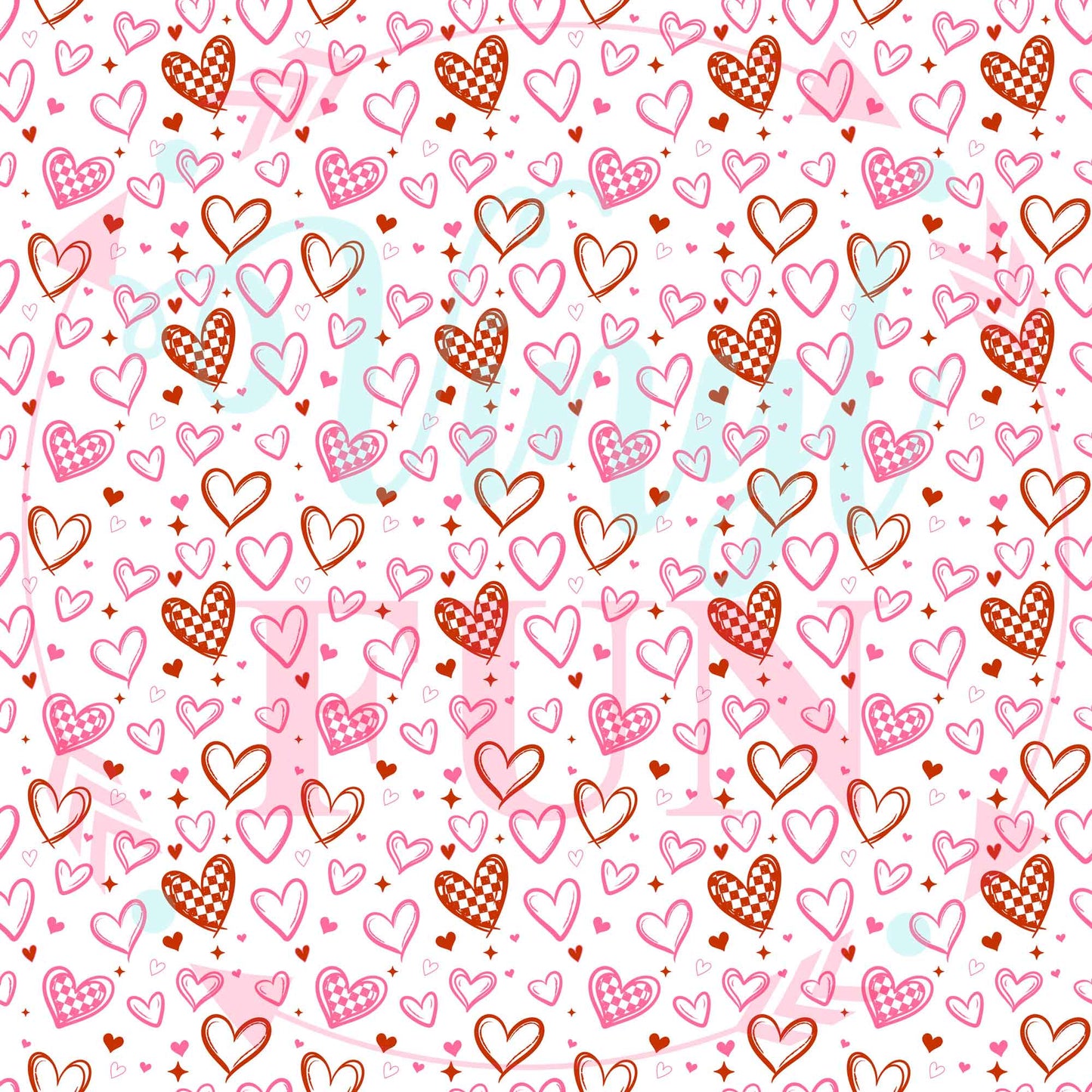 Red Checkered Hearts Pattern