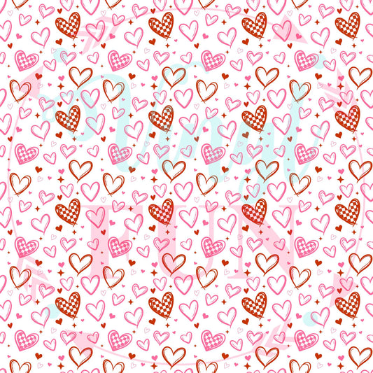 Red Checkered Hearts Pattern