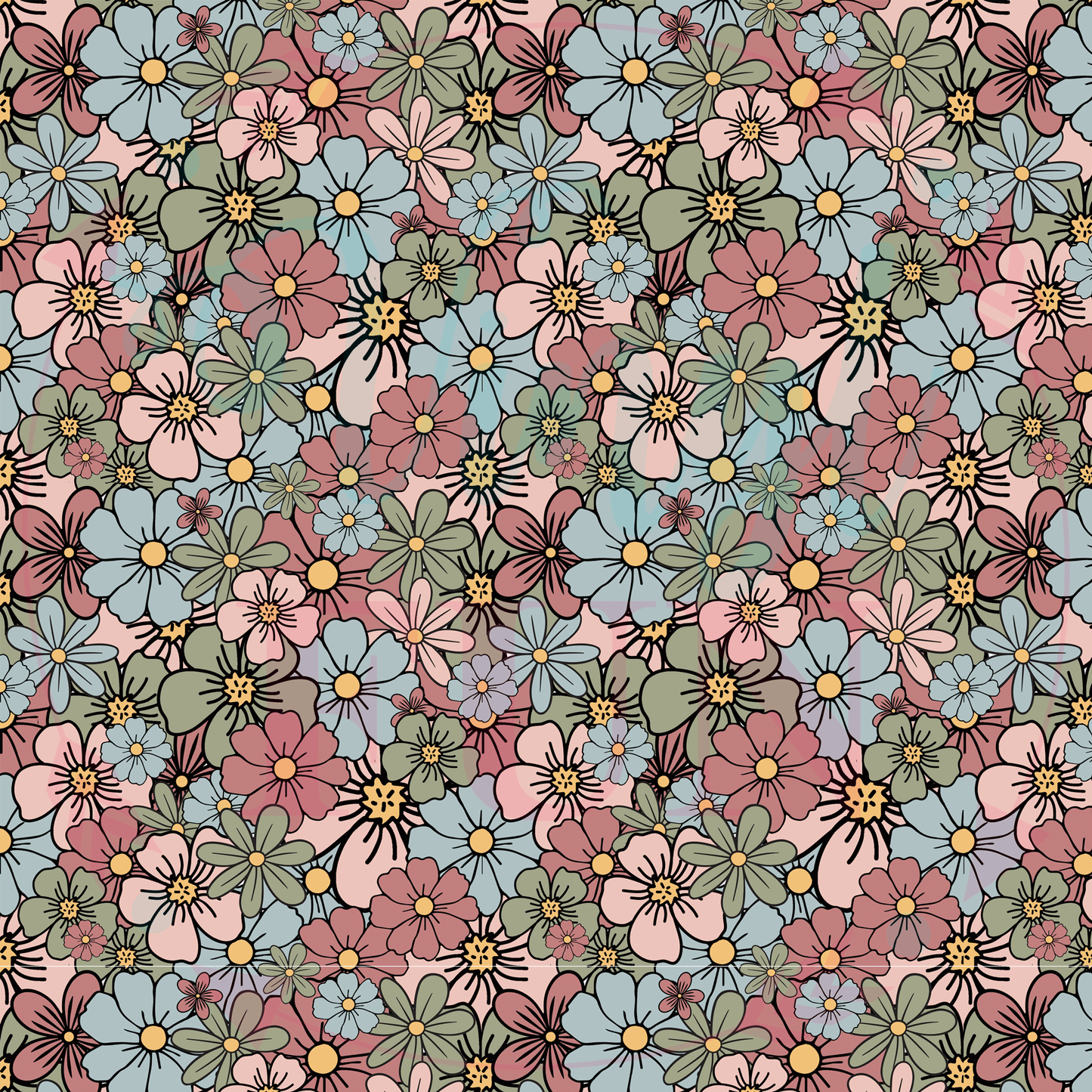 Retro Flowers Pattern-A10