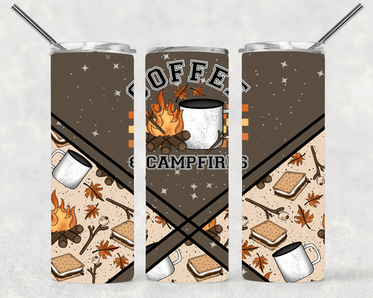 Coffee & Campfires Wrap For Straight Tumbler-S348