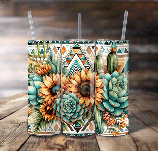 Tribal Sunflower Wrap For Straight Tumbler-S635
