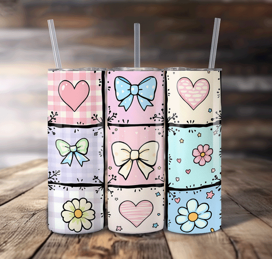 Hearts, Bows, Flowers Wrap For Straight Tumbler-S636