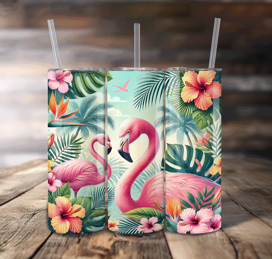Tropical Flamingo Wrap For Straight Tumbler-S638