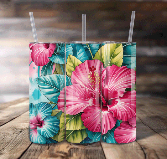 Tropical Flowers Wrap For Straight Tumbler-S639