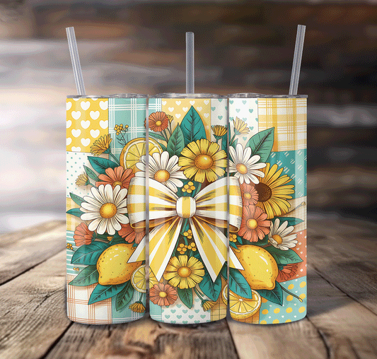 Lemons & Bows Wrap For Straight Tumbler-S648