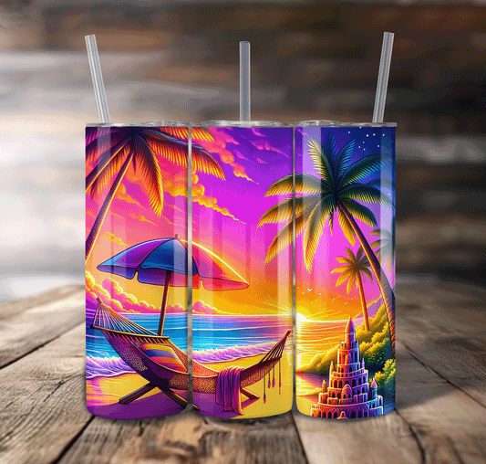 Beach Sunset Wrap For Straight Tumbler-S649
