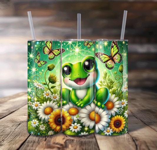 Frog & Flowers Wrap For Straight Tumbler-S650