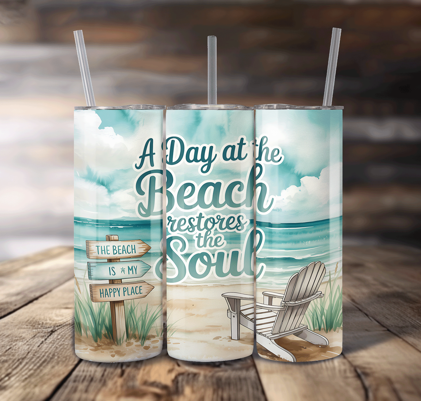 A Day At The Beach Wrap For Straight Tumbler-S660