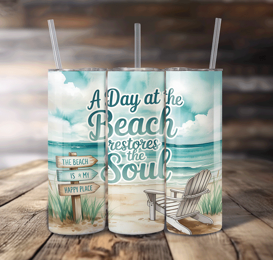 A Day At The Beach Wrap For Straight Tumbler-S660