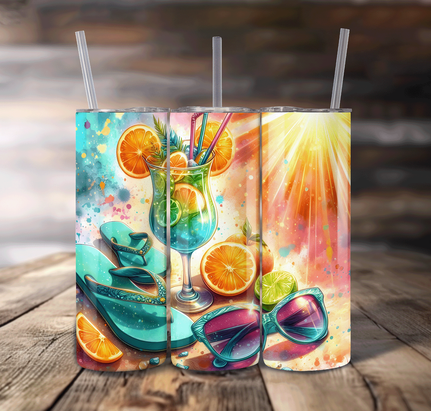 Beach Life Wrap For Straight Tumbler-S666