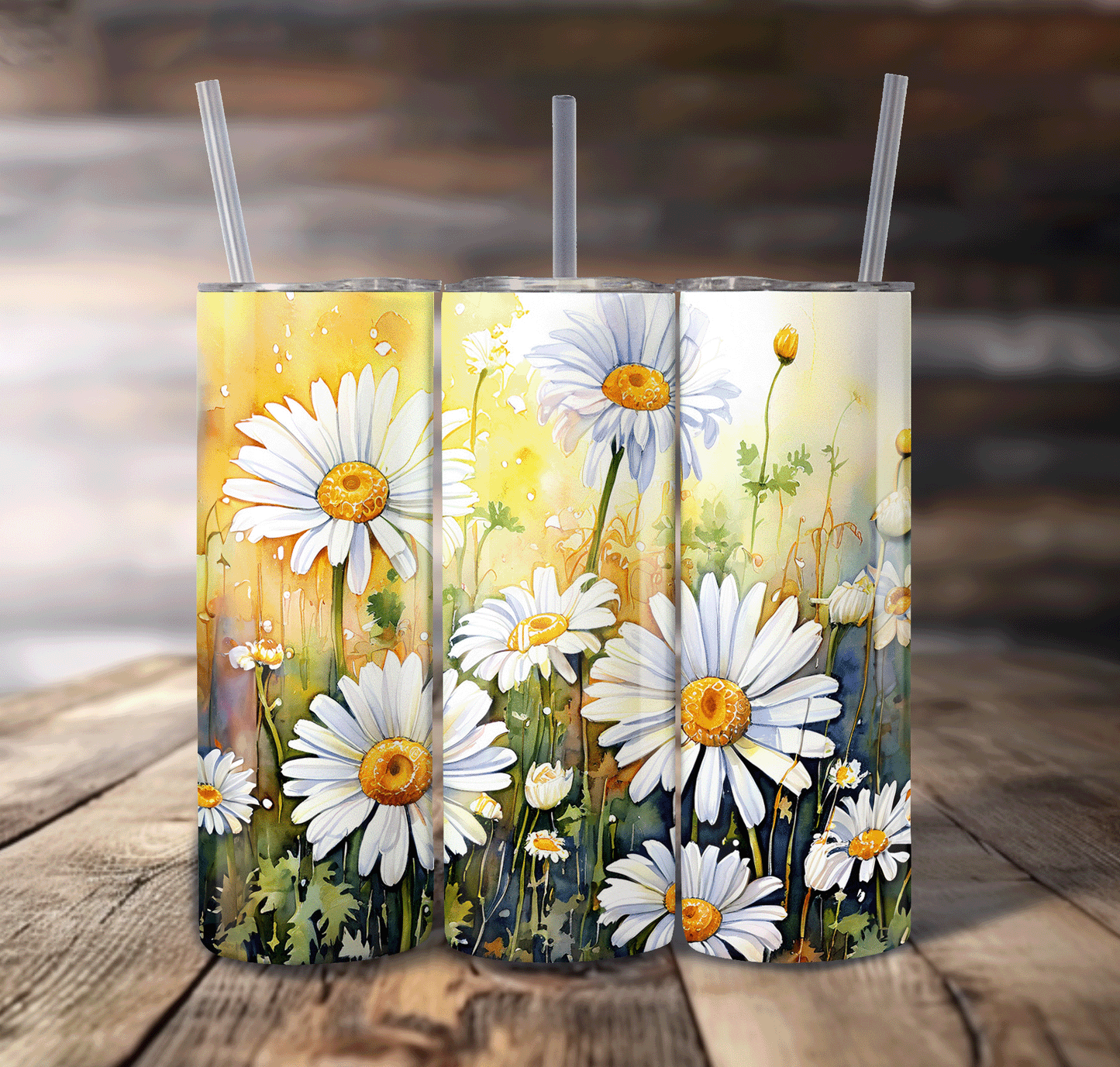 Daisy Field Wrap For Straight Tumbler-S668