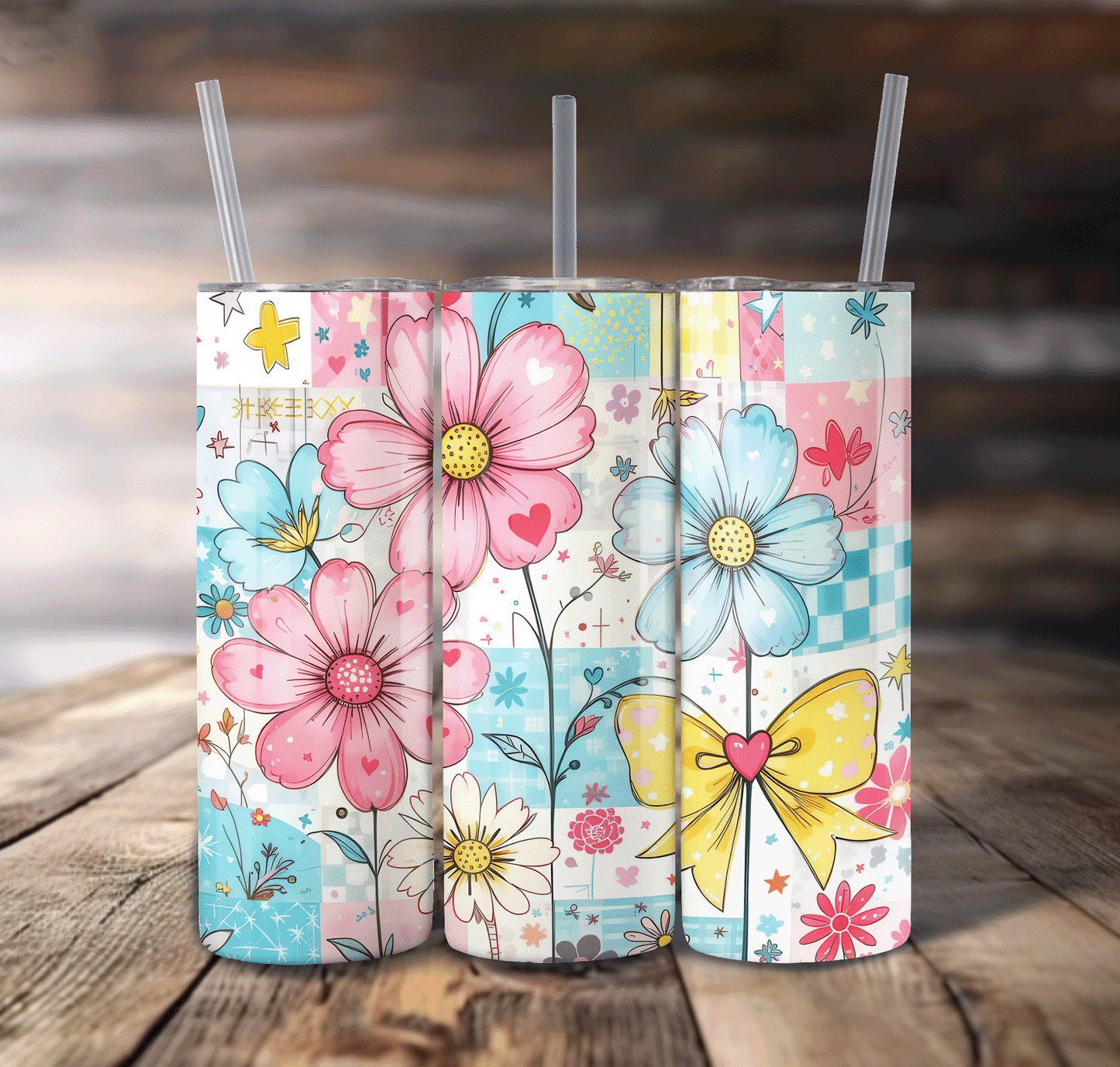 Pastel Flowers For Straight Tumbler-S688