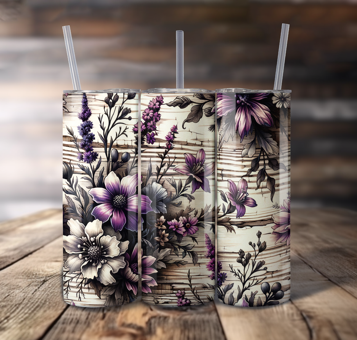 Vintage Flowers Wrap For Straight Tumbler-S715