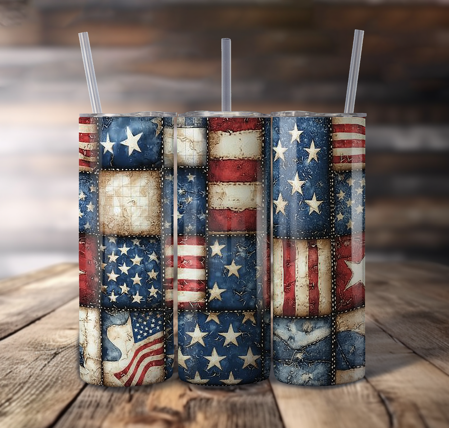 Patriotic Patchwork For Straight Tumbler - S826