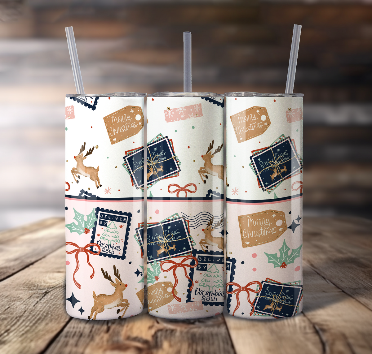 Christmas Postage For Straight Tumbler - S875