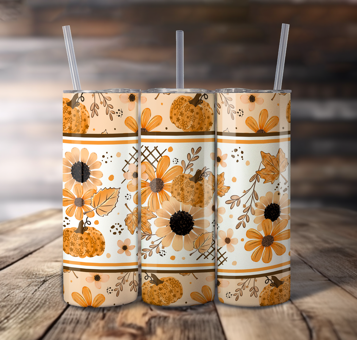 Fall Florals For Straight Tumbler - S876