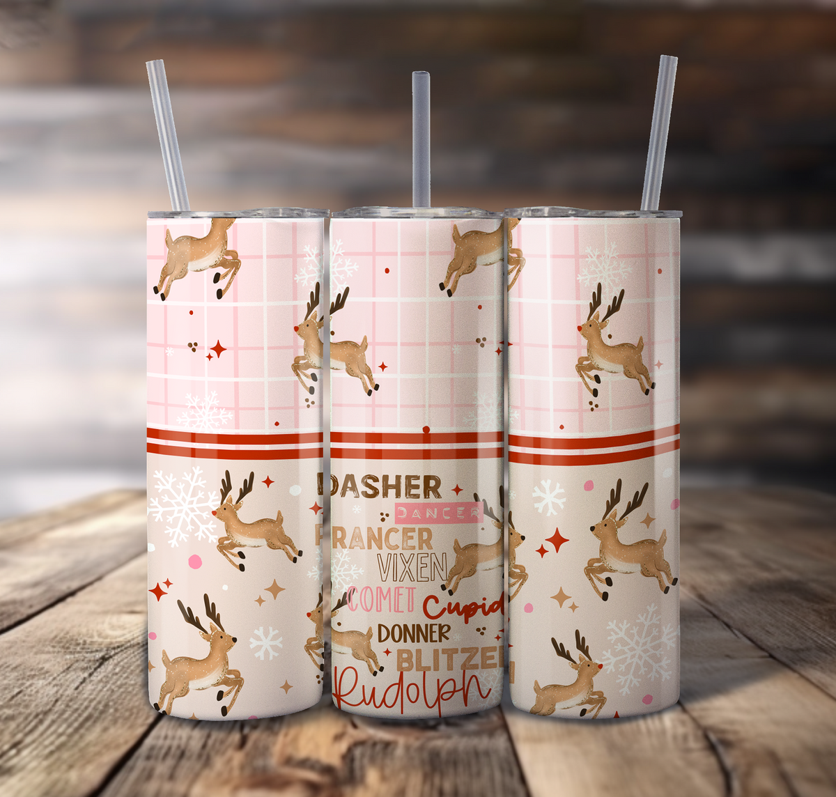 Reindeer Stacked For Straight Tumbler - S884