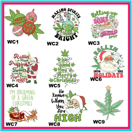 Weed Christmas Transfers- For Fabric