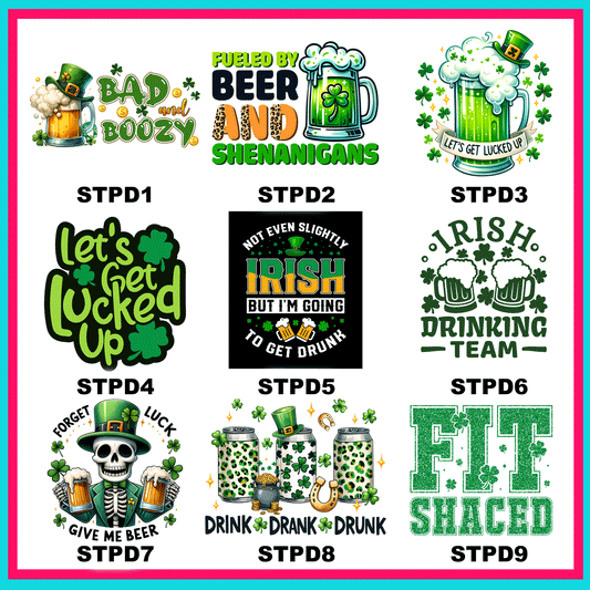 St. Patrick's Day Drinking Transfers-For Fabrics