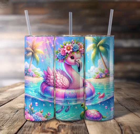 Summer Flamingo Wrap For Straight Tumbler - S810