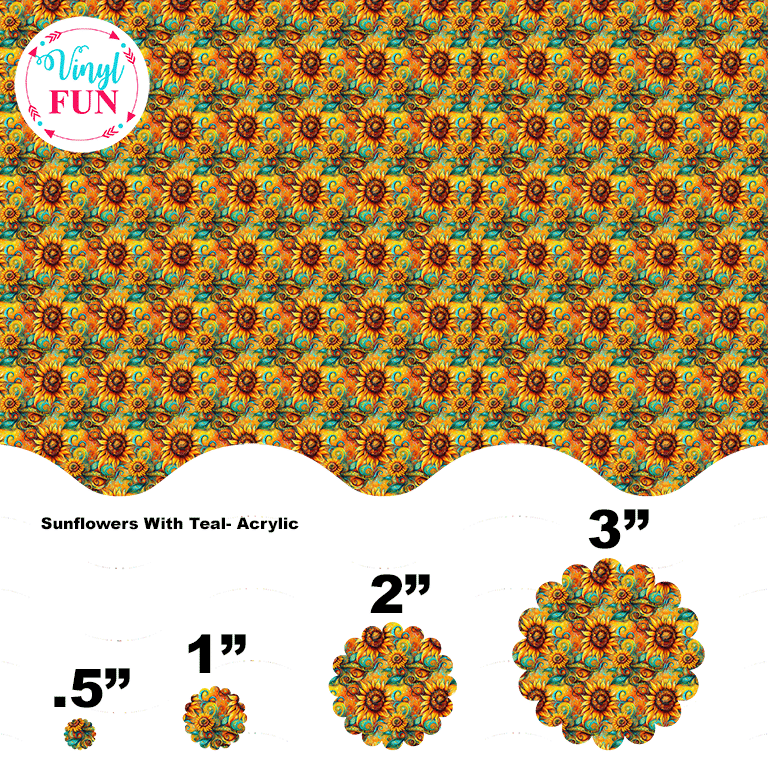 Sunflowers With Teal -Acrylic