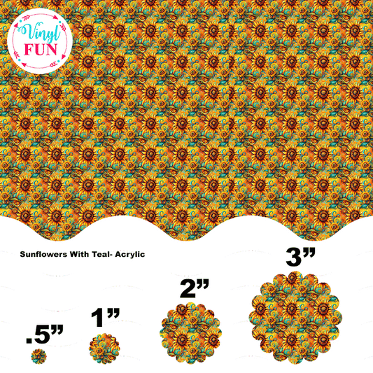 Sunflowers With Teal -Acrylic