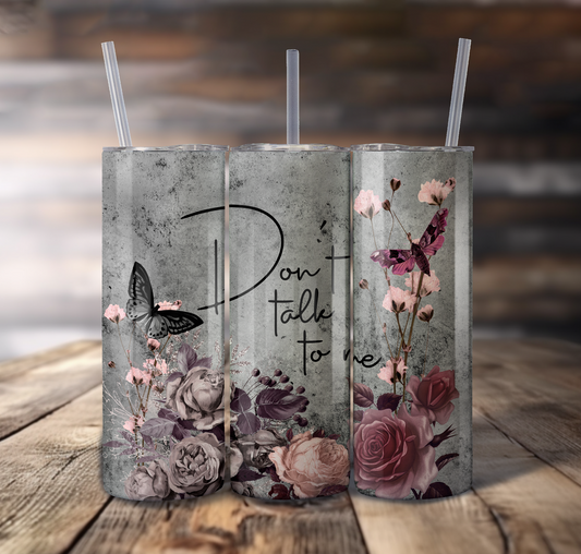 Dark Floral Wrap For Straight Tumbler-S739