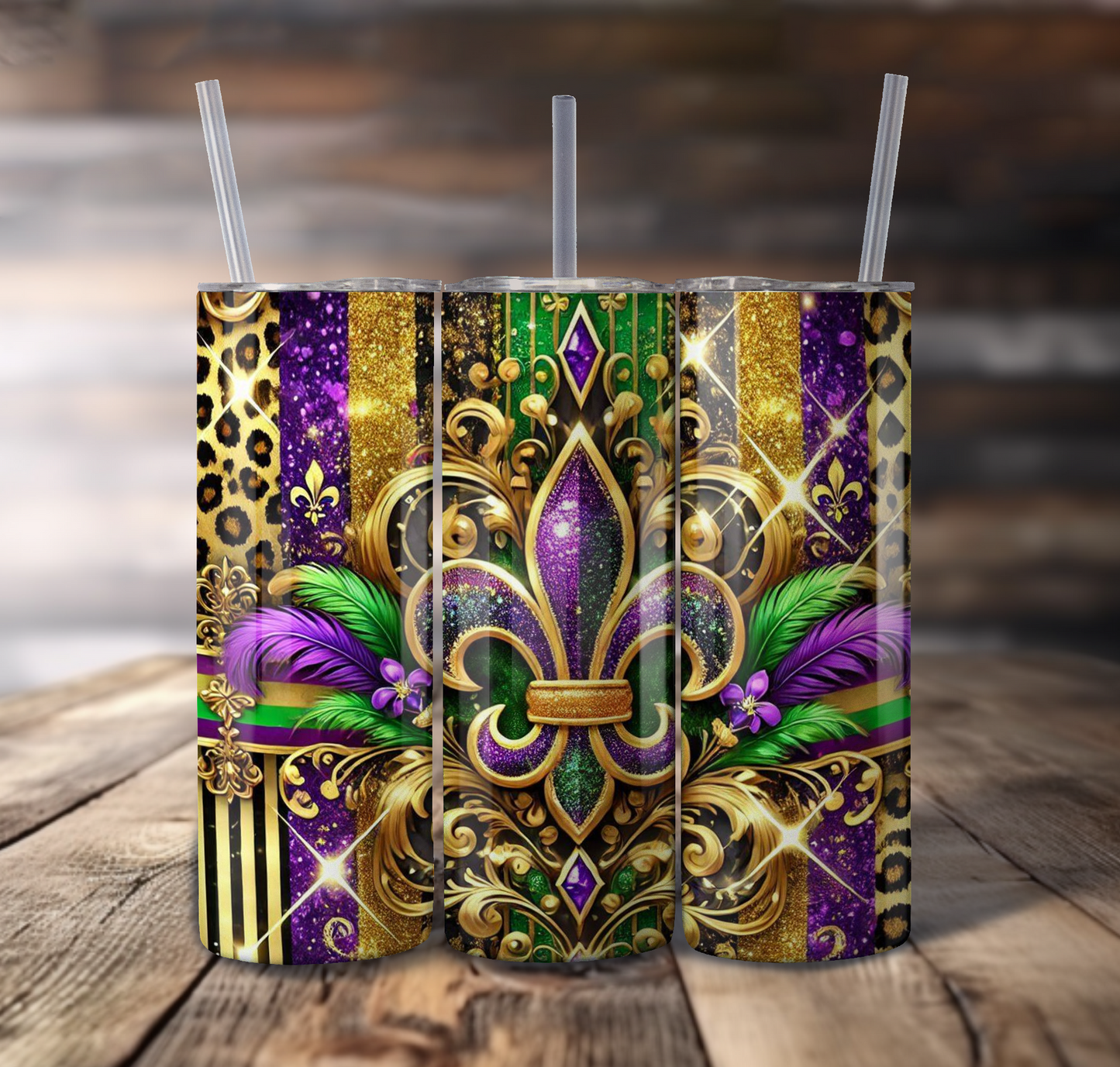 Mardi Gras Fleur De Lis Wrap For Straight Tumbler-S742