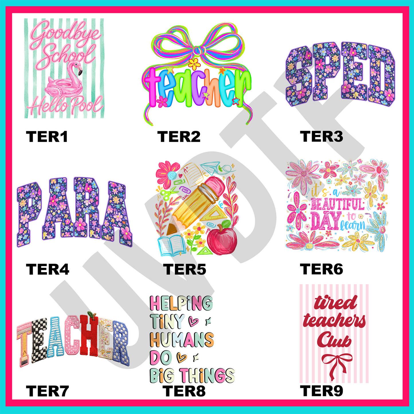 UVDTF Teachers Rule Decals