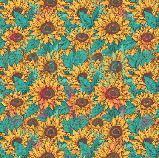 Teal Sunflowers-B18