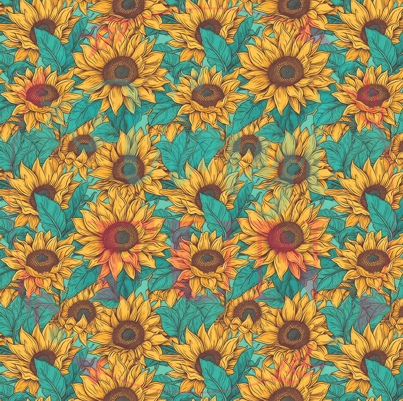 Teal Sunflowers-B18 – Vinyl Fun