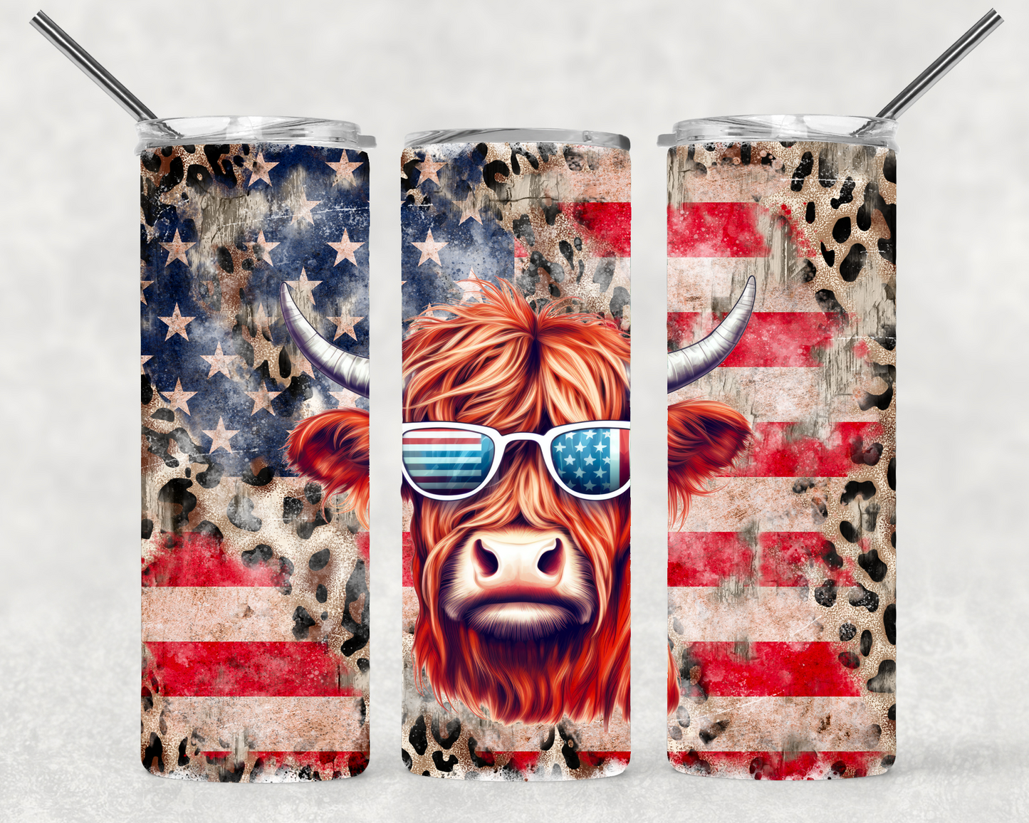 American Highland Cow Wrap For Straight Tumbler-s79