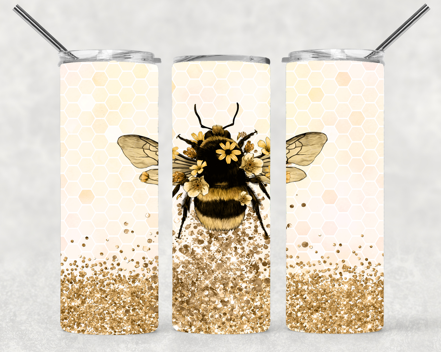 Glitter Bee Wrap For Straight Tumbler-S82