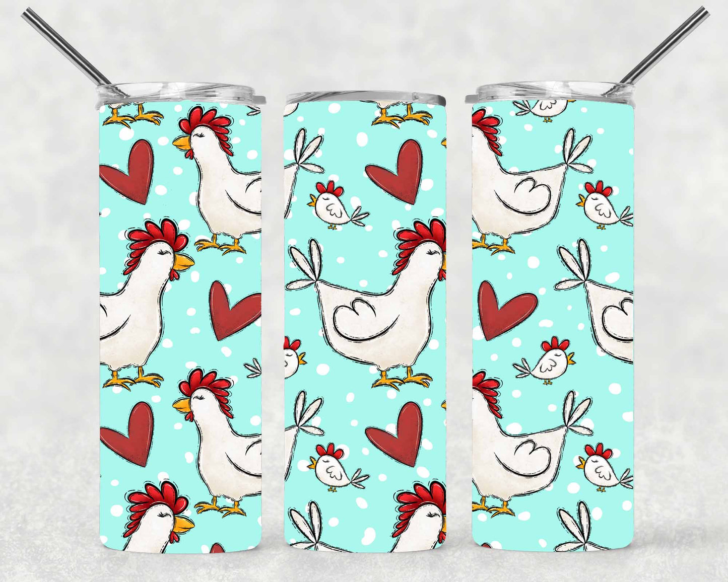 Hearts and Chickens  Wrap For Straight Tumbler-S127