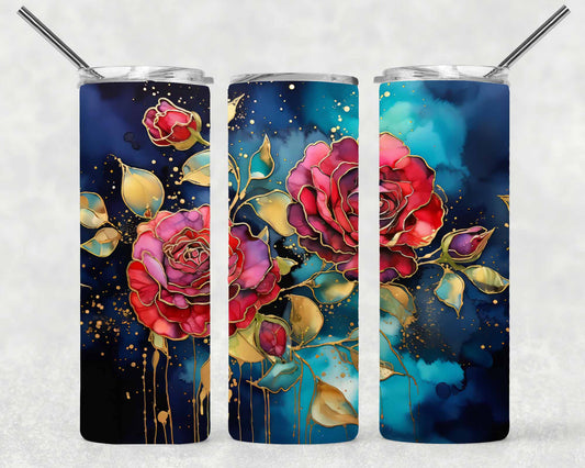 Golden Roses  Wrap For Straight Tumbler-S133