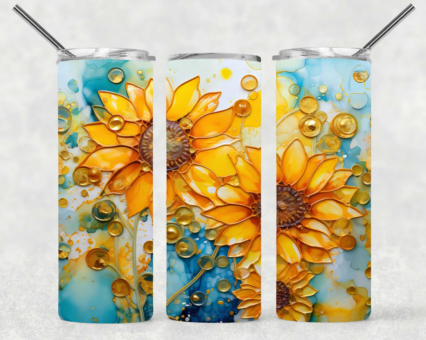 Golden Sunflower Wrap For Straight Tumbler-S135