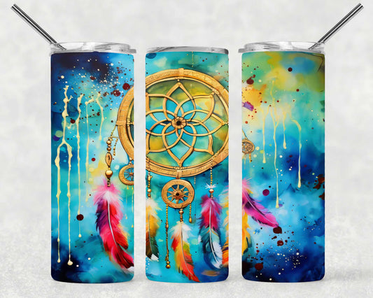 Watercolor Dreamcatcher Wrap For Straight Tumbler-S137