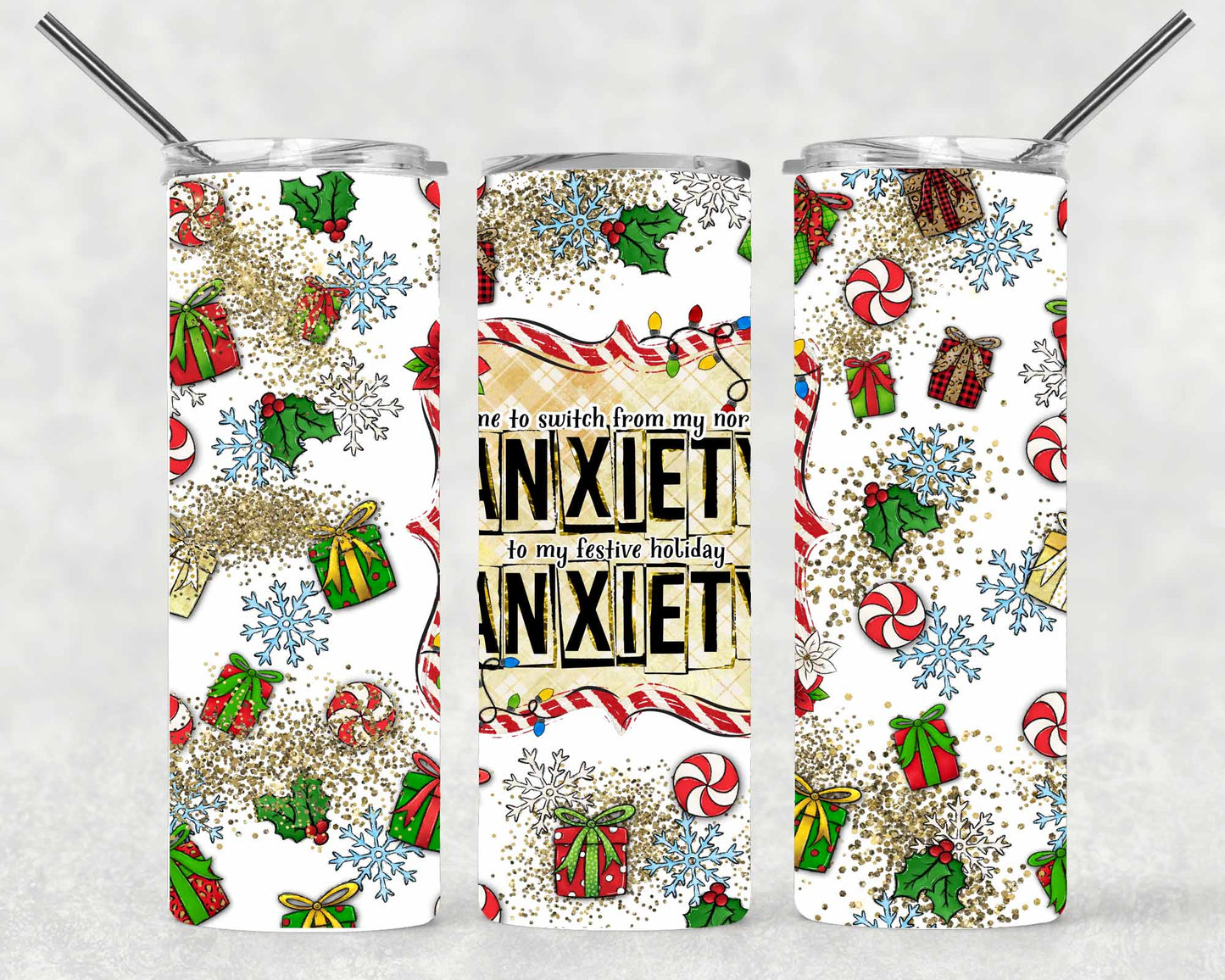 Holiday Anxiety Wrap For Straight Tumbler-S141