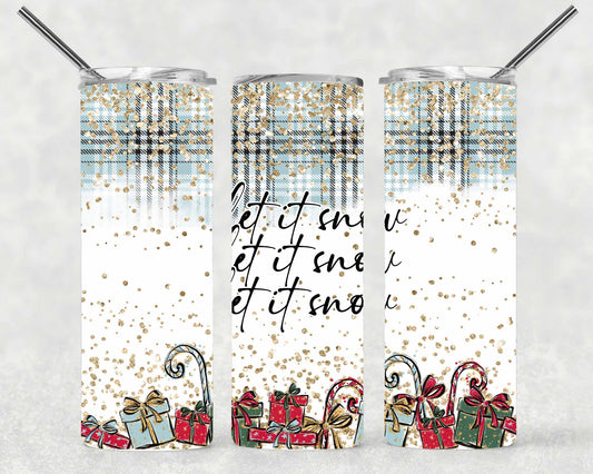 Let it Snow plaid Wrap For Straight Tumbler-S145