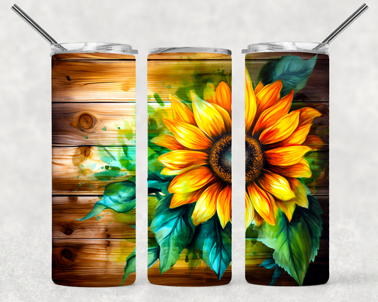 Sunflowers On Wood  Wrap For Straight Tumbler-S102