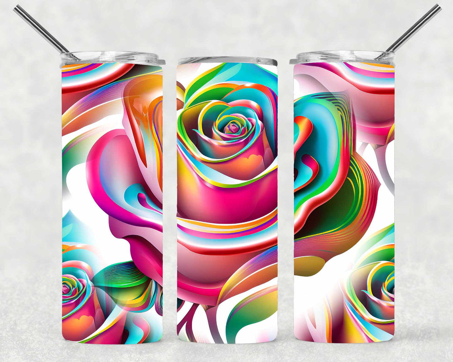 Watercolor Rose Wrap For Straight Tumbler-S150