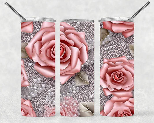 Pearl Rose Wrap For Straight Tumbler-S151