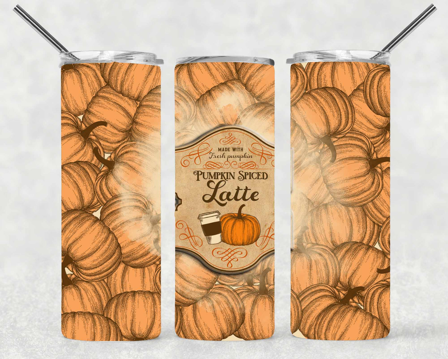 Pumpkin Latte Wrap For Straight Tumbler-S170