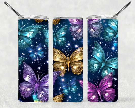 Sparkling Butterflies Wrap For Straight Tumbler-S178