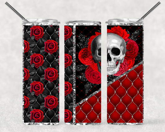 Skull with Red Roses  Wrap For Straight Tumbler-s77