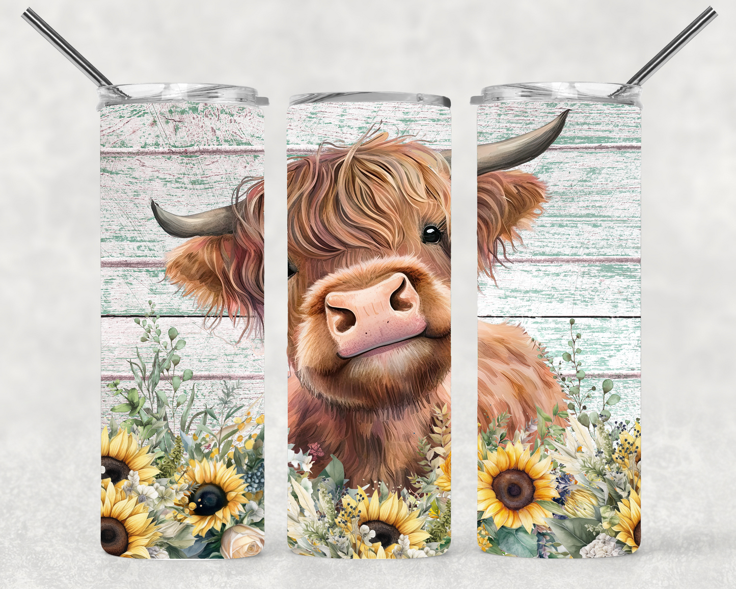 Cute Cow and Sunflower Tumbler, Cute Heifer Tumbler, Sunflower Cow Tumbler,  Tumbler With Lid and Straw 