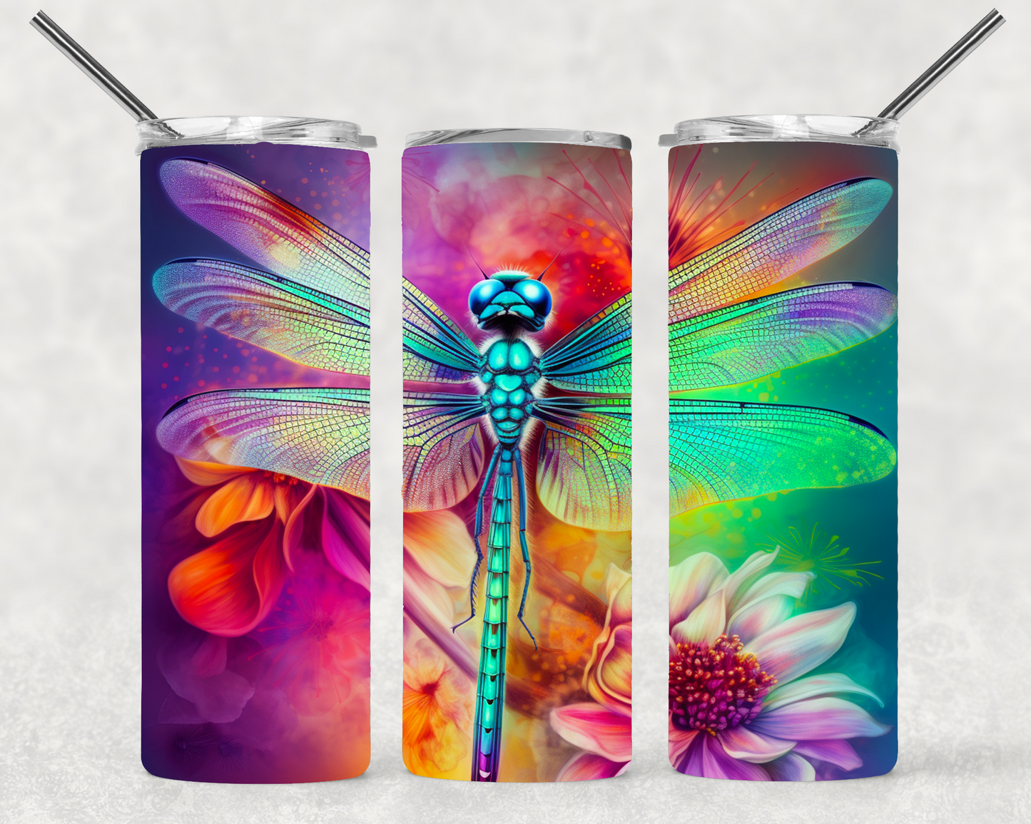Colorful Dragonfly Wrap For Straight Tumbler-S86